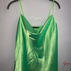 boohoo neon green cowl neck tank